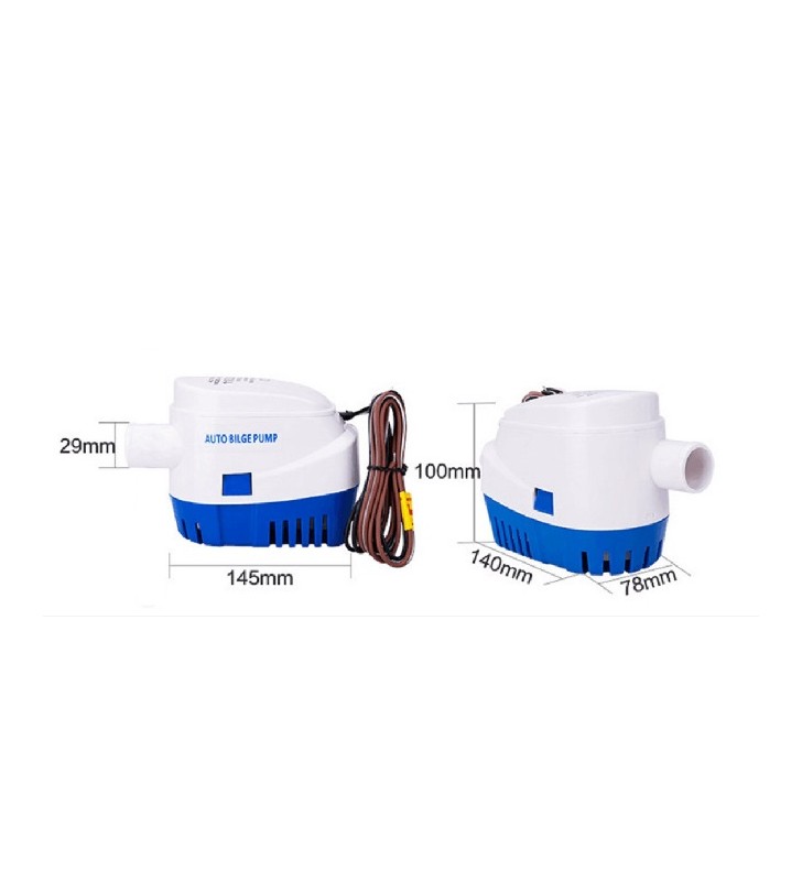 Esquema de medidas de Bomba sumergible automática Sailflo 1100 GPH 12V