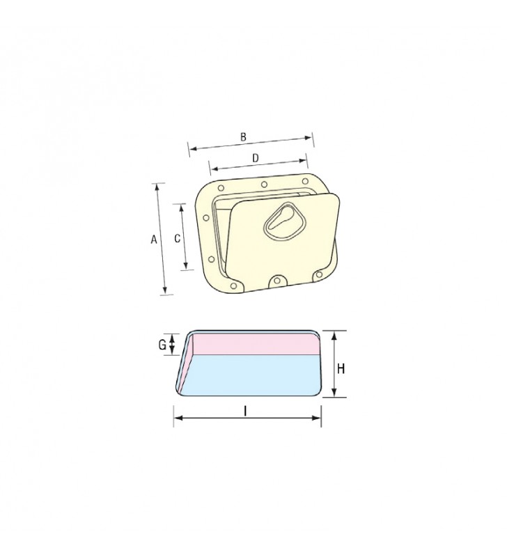 Esquema de medidas de Tambucho 275 x 375 mm Classic con bolsa con llave