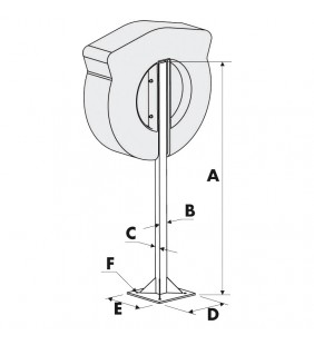 Esquema de medidas de Soporte inox para caja de aro salvavidas