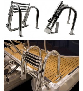 Instalación de Escalera telescópica inox con barandilla