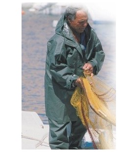 Chaqueta impermeable de pescador verde