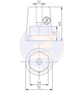 Medidas de Anodo rádice hexagonal 40 mm Zineti
