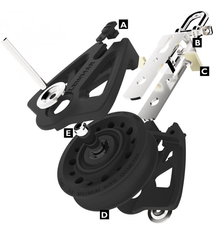 Esquema de despiece de Lewmar Synchro R50 polea doble con grillete