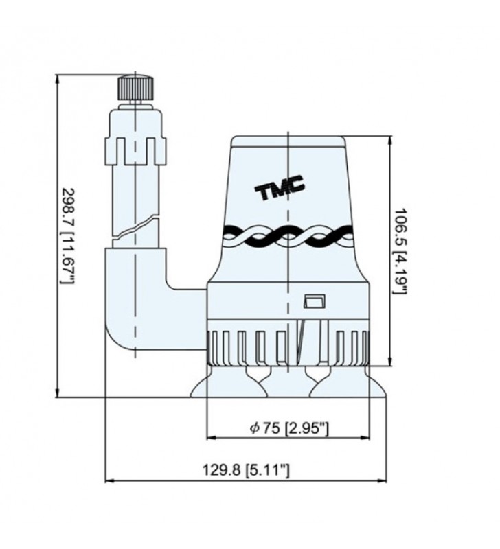 Esquema de medidas de Kit oxigenación de vivero TMC 250