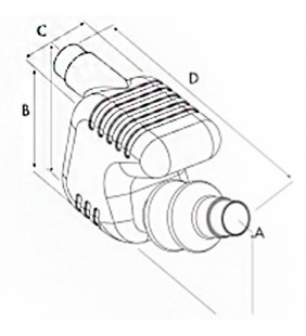 Esquema de medidas de Silenciador de escape Can 40 - 45 - 50 mm
