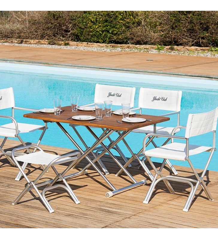 Mesa plegable 125 x 75 cm Teca y aluminio