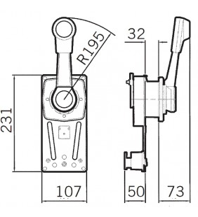 Esquema de medidas de B85 lateral mando morse veleros Ultraflex