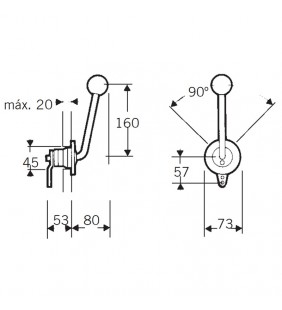 Esquema de medidas de B35 lateral mando morse Ultraflex