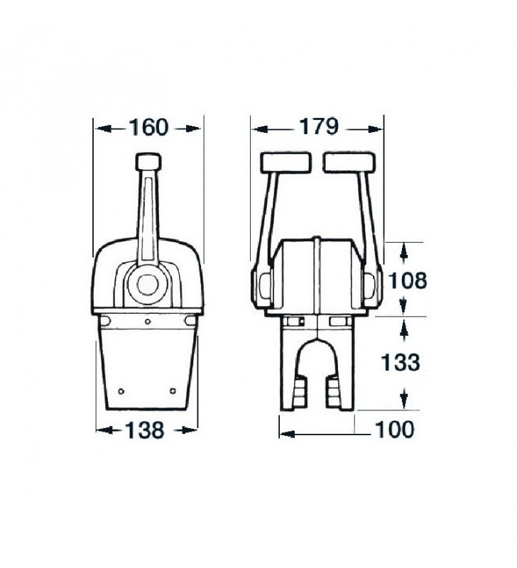 ESquema de medidas de B74 mando morse doble Ultraflex