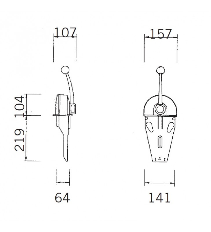 Esquema de medidas de B103 mando morse Ultraflex