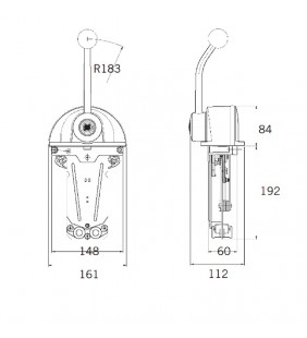 Esquema de medidas de B301CR mando morse Ultraflex