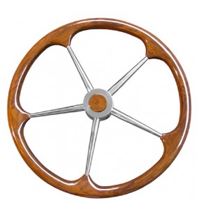 Volante timón 450 mm Ø madera inox