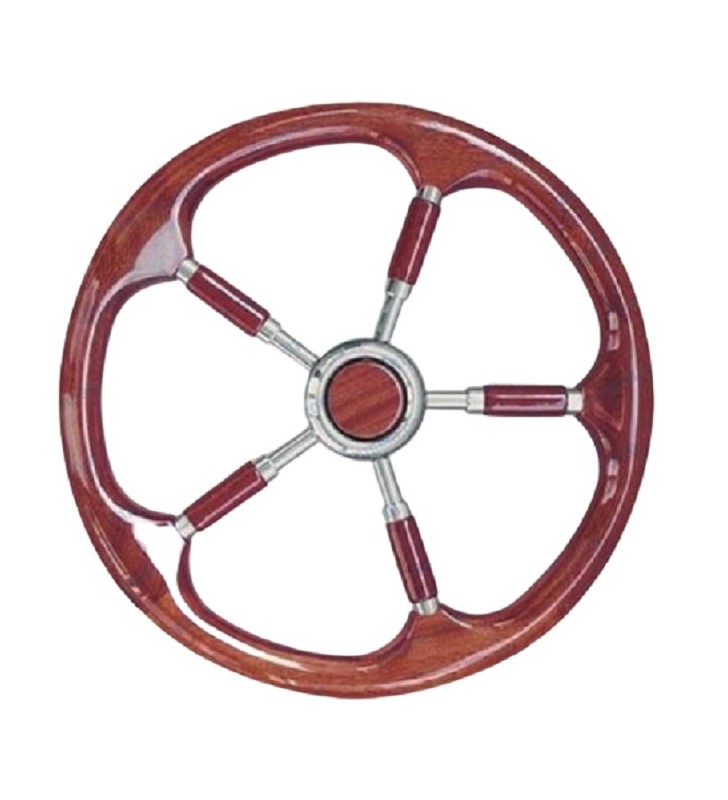 Volante timón 450 mm Ø Mogano madera inox