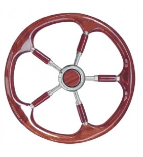Volante timón 600 mm Ø Mogano madera inox