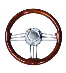 Volante timón 350 mm Ø madera inox