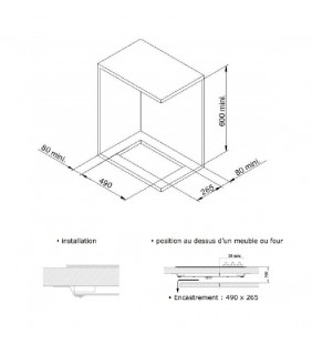 Medidas de instalación de Vitrocerámica 240V 2 fuegos Force 10