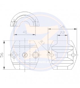 Esquema de medidas de Anodo collar para eje 22 mm Zineti