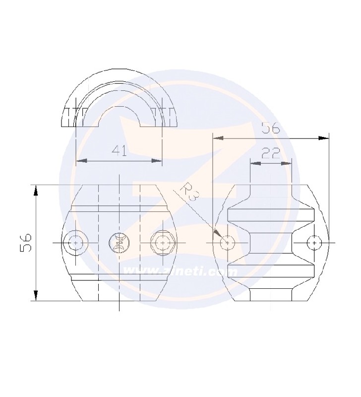 Esquema de medidas de Anodo collar para eje 22 mm Zineti