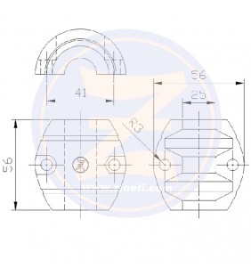 Esquema de medidas de Anodo collar para eje 25 mm Zineti
