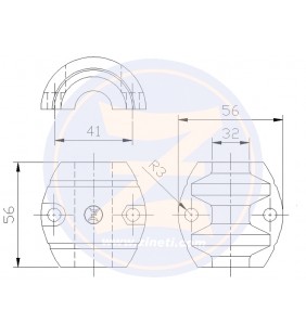 Esquema de medidas de Anodo collar para eje 32 mm Zineti