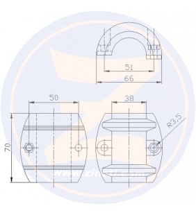 Esquema de medidas de Anodo collar para eje 38mm Zineti