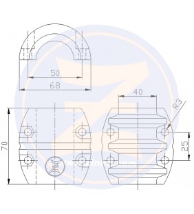 Esquema de medidas de Anodo collar para eje 40mm Zineti