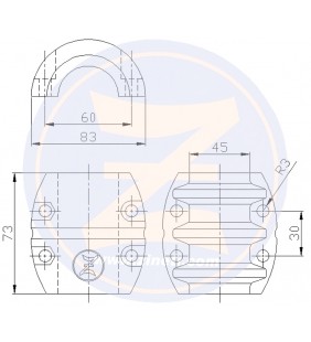 Esquema de medidas de Anodo collar para eje 45mm Zineti