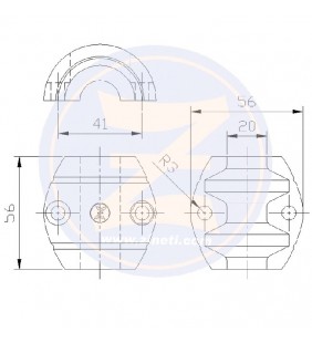 Esquema de medidas de Anodo collar para eje 20 mm Zineti