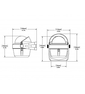 Esquema de medidas de Compás Voyager B51W con estribo blanco