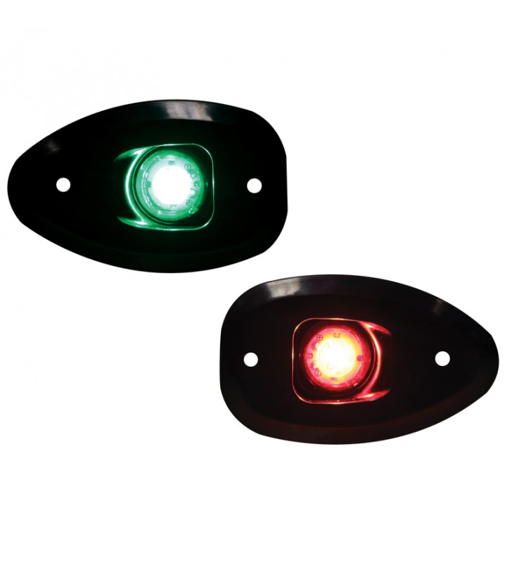 Luz led babor y estribor empotrable con tornillos negra