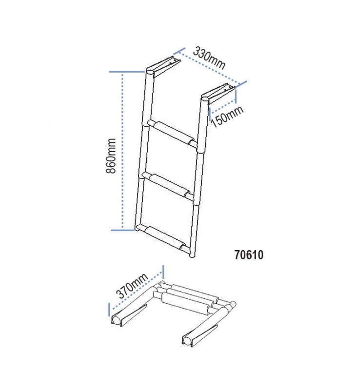 Escalera telescópica 33cm inox 3 peldaños