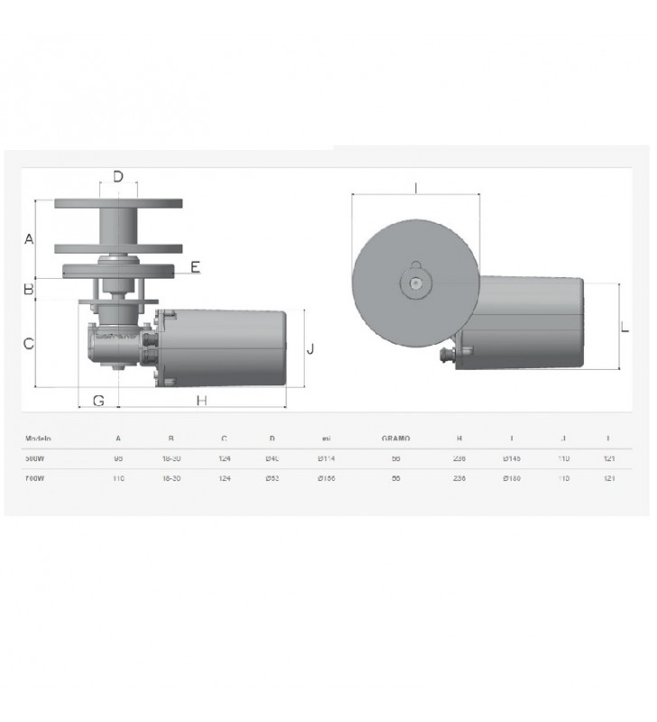 Medidas de Cabrestante T700 700W Tender Winch Lofrans