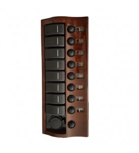 Panel 8 interruptores y toma 12 V madera