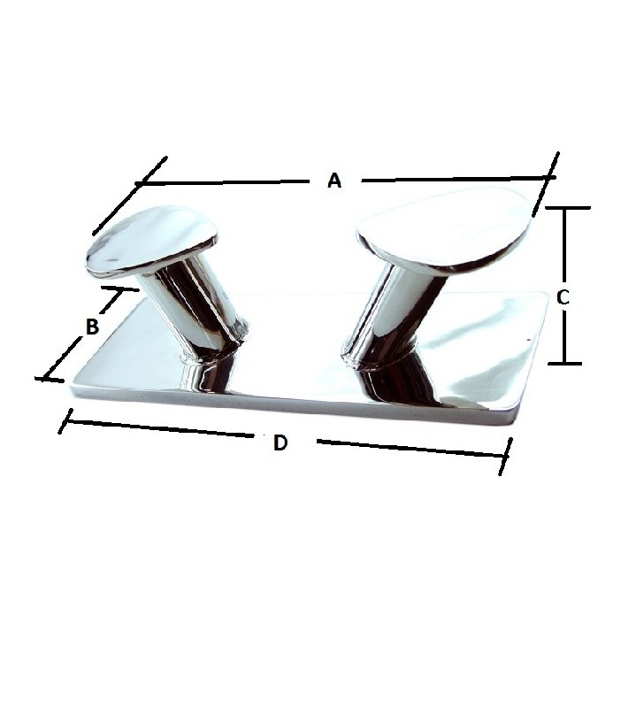 Esquema de medidas de Bita de amarre 240 mm Inox