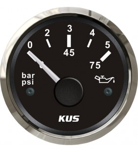 Indicador presión de aceite Kus inox negro 0-5 BAR