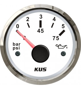 Indicador presión de aceite Kus inox blanco 0-5 BAR