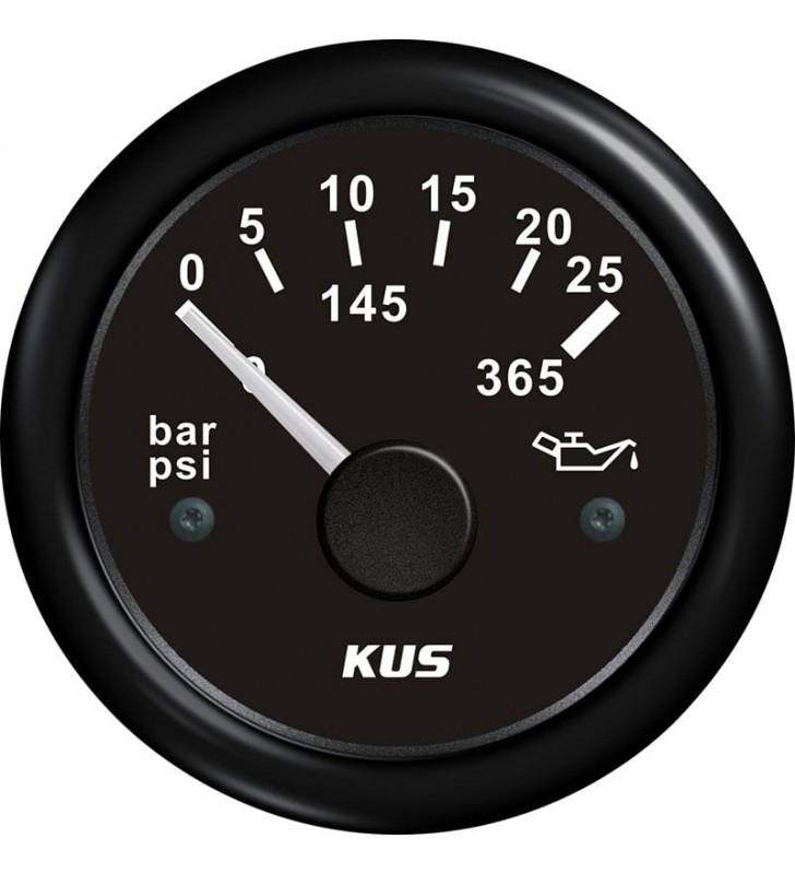 Indicador presión de aceite Kus negro 0-25 BAR