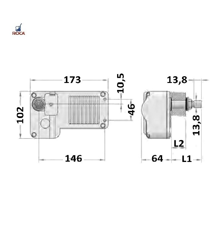 Roca HD eje 68mm motor de limpiaparabrisas
