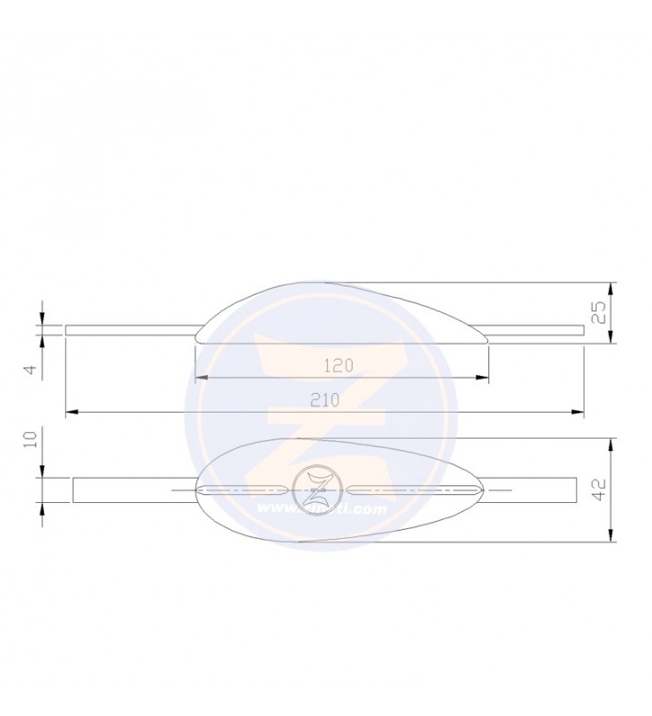 Medidas de Anodo pez 0,5Kg con pletina