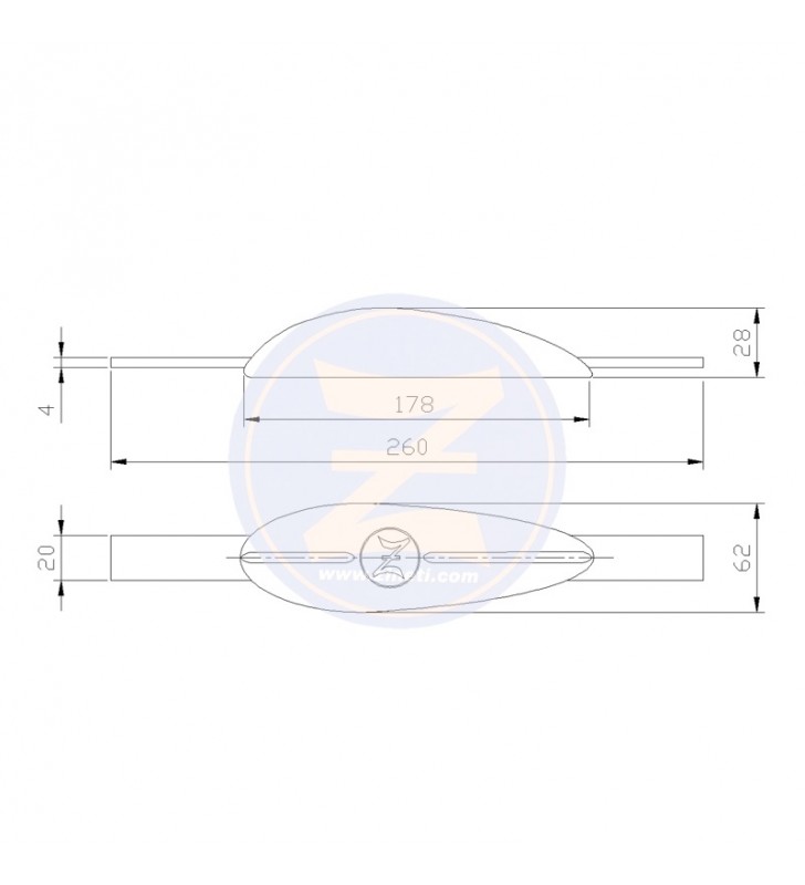 Medidas de Anodo pez 1,1Kg con pletina