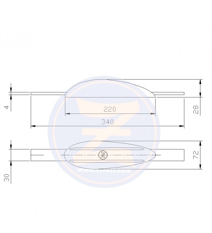 Medidas de Anodo pez 2Kg con pletina