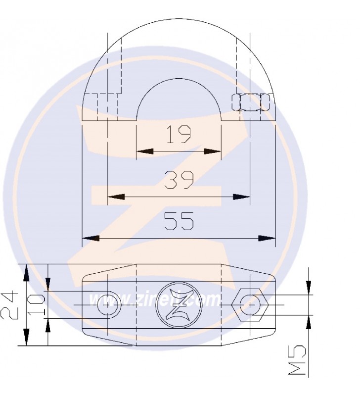 Medidas de Anodo collar corto para eje 19 mm Zineti