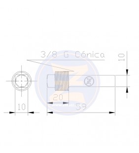 Medidas de Anodo perno 3/8 gas Zineti