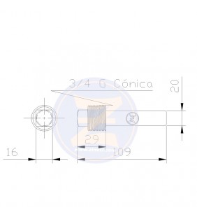 Medidas de Anodo perno 3/4 gas Zineti