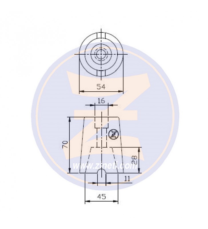Medidas de Anodo para eje 45 mm Solé Zineti