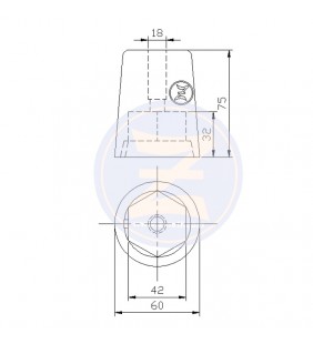 Medidas de Anodo rádice hexagonal 45 mm Zineti