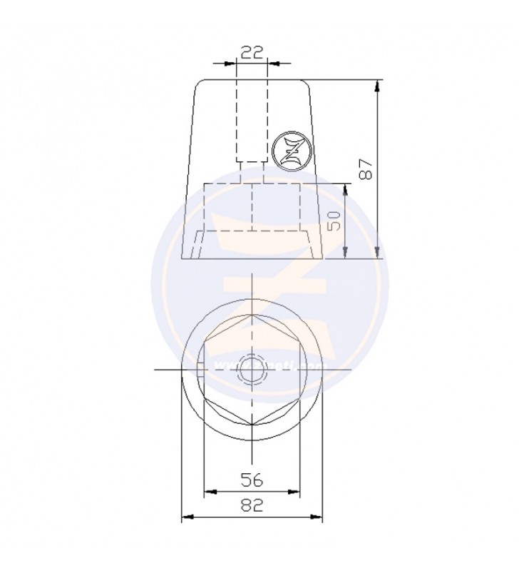 Medidas de Anodo rádice hexagonal 60 mm Zineti