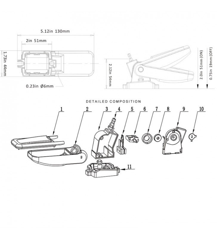 Medidas de Automático de sentina Sailflo