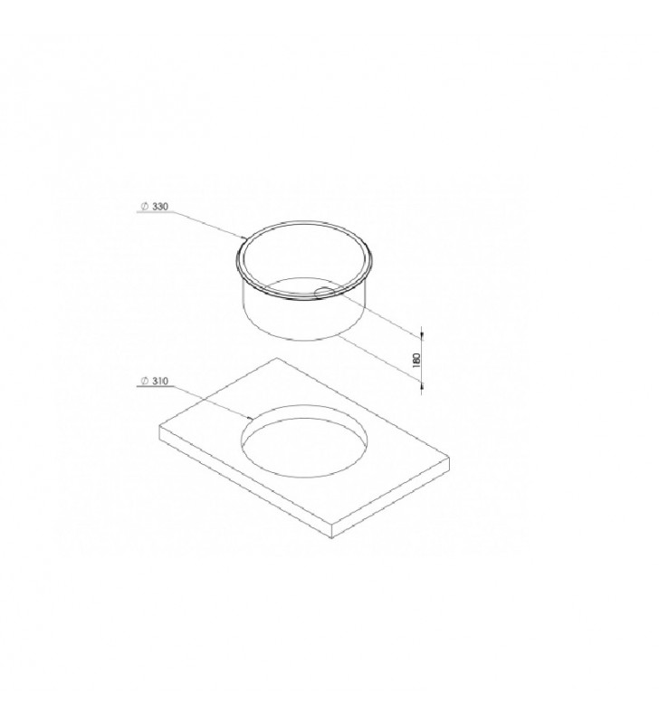 Medidas de Fregadero redondo inox 330mm Ø Can