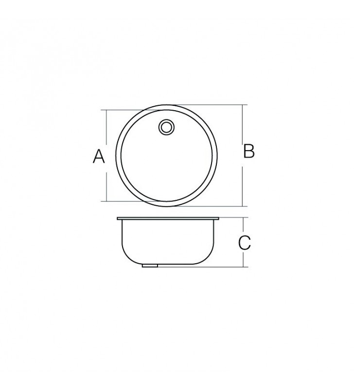 Medidas de Fregadero redondo 385mm Ø inox